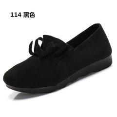 The spring and autumn new fashion shoes flat round shoes Doug old Beijing shoes all-match loafer shoes. Thirty-eight black