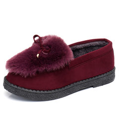 Korean winter shoes shoes with Doug furry shoes cotton shoes casual shoes scoop thick flat shoes lazy student Thirty-eight Violet
