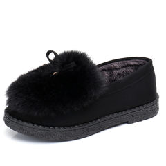 Korean winter shoes shoes with Doug furry shoes cotton shoes casual shoes scoop thick flat shoes lazy student Thirty-eight black