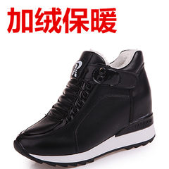 2017 new autumn and winter increased in sport shoes, casual shoes all-match Korean students thick bottom plus velvet white shoes Thirty-eight Black velvet