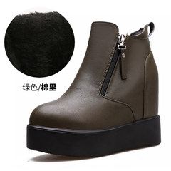 Special offer every day in autumn and winter boots with thick bottom increased small code 33-34 all-match Martin boots shoes size 41-43 Thirty-eight With dark green velvet