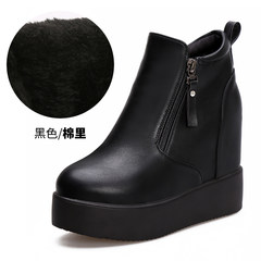 Special offer every day in autumn and winter boots with thick bottom increased small code 33-34 all-match Martin boots shoes size 41-43 Thirty-eight Black velvet