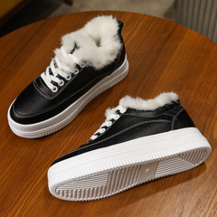 Special offer every day white shoes fall thick Velcro Korean fashion all-match muffin bottom white shoe female shoes Thirty-eight Black lace up