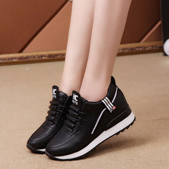 Fall thick bottom zipper women leisure sports shoes 2017 new students all-match soft bottom shoes. Thirty-eight Black 8731