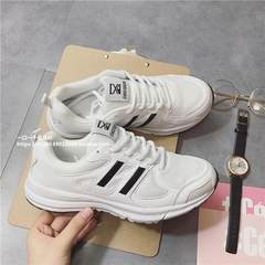 Harajuku wind ulzzang sport shoes, running shoes all-match student leisure Korean street white shoe autumn thick bottom Thirty-eight 6667 white black