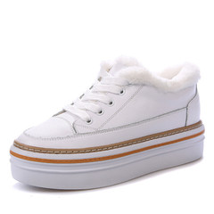 In the fall of 2017 new Korean women increased white shoe all-match British casual leather shoes platform shoes Thirty-eight White Cashmere