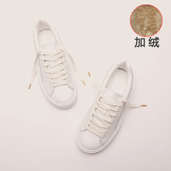The winter with increased student ulzzang cashmere flat shoes. Thick bottom shoes shoes sponge No more than one size of cashmere White white with velvet inside