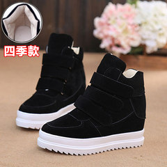 2017 new winter in Korean women all-match high Velcro sport slope with thick shoes female Thirty-five Black four seasons