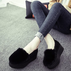 Korean winter shoes shoes shoes shoes with Doug rabbit wool thick bottom shoes shoes tide documentary Plush Thirty-eight black