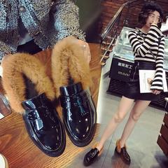 The Korean version of 2017 new spring all-match shoes with British style loafer shoes fashion shoes female students Thirty-eight LM-1, light brown hair, Zhen