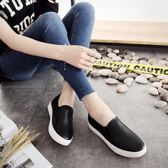 2017 new spring pedal female leather shoes shoes slip-on a Korean student welfare nurse white shoes Thirty-eight 162 black [quality guaranteed freight insurance]