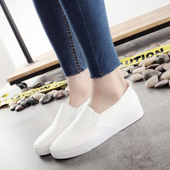 2017 new spring pedal female leather shoes shoes slip-on a Korean student welfare nurse white shoes Thirty-eight 162 white [quality guaranteed freight insurance]