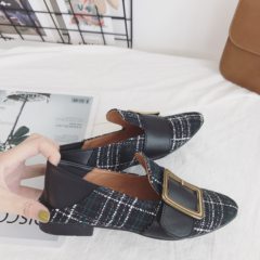 In the autumn of 2017 new Doug shoes Korean flat shoes shoes wear British style two all-match lazy Le Fuxie Thirty-eight black