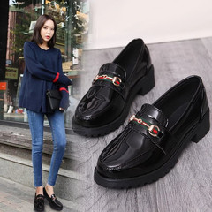 The Korean version of 2017 new spring all-match shoes with British style loafer shoes fashion shoes female students Thirty-eight 669 black, no inner increase