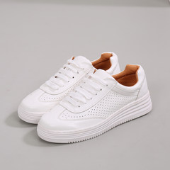 In the autumn of 2017 new Korean thick white shoe lace female shoes all-match white shoes shoes tide Thirty-eight White circular hole