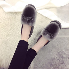 The new winter cotton slippers with thick soled shoes female cashmere thermal confinement shoes snow shoes shoes Plush student shoes Thirty-eight gray