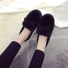 The new winter cotton slippers with thick soled shoes female cashmere thermal confinement shoes snow shoes shoes Plush student shoes Thirty-eight black