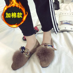 In the autumn of 2017 new students Korean shoes in winter a British all-match Doug scoop plush shoes shoes tide Thirty-eight Light Khaki