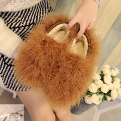 2017 new winter ostrich hair with a furry shoes slip-on sweet peas female Crocs shoes Fu Forty Chocolate (with Terry)