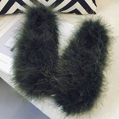 2017 new winter ostrich hair with a furry shoes slip-on sweet peas female Crocs shoes Fu Thirty-eight Dark green (with Terry)