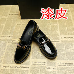 In the autumn of 2017 new Korean all-match shoes leather shoes British style flat flat with women shoe scoop shoes Thirty-eight [BF5566] from Maxianshan Black Patent