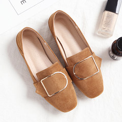 In the autumn of 2017 new Korean all-match flat Doug pedal loafer shoes slip-on shoes shoes for pregnant women Thirty-eight Amber Brown