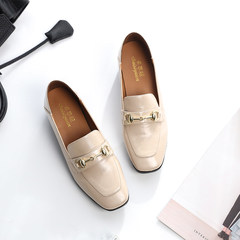 British style shoes fall 2017 new loafer shoes with thick square retro Korean female all-match shoes Thirty-eight Granny ash