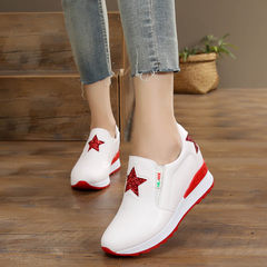 The increase in autumn and winter with thick velvet shoes with white shoe muffin bottom slope all-match leisure loafer pedal shoes Thirty-eight White red A05