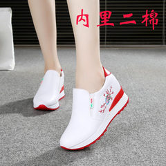 The increase in autumn and winter with thick velvet shoes with white shoe muffin bottom slope all-match leisure loafer pedal shoes Thirty-eight B03 white red