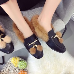 2017 new styles of shoes, retro fashion and plush shoes Thirty-eight Black tassels