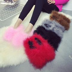 16 years of the new European ostrich hair pumps station really plush shoes shoes Doug flat fur Maomao shoes shoes tide Thirty-seven white