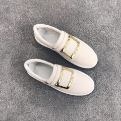 Grape mother studiolee metal buckle generous pedal all-match new leisure sport flat loafer woman Thirty-eight White