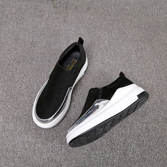 2017 new winter Korean all-match muffin shallow mouth thick bottom flat casual shoes femalemusicians fu shoes slip-on tide Thirty-eight black