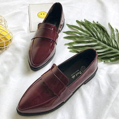 2017 new autumn shoes female Korean shoes soft sister British fashion tip loafer all-match flat shoes tide Thirty-eight Claret