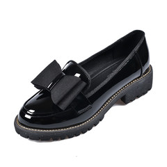School of British style small leather shoes 2017 spring and autumn new all-match Korean loafer coarse shoes tide female documentary Thirty-eight black