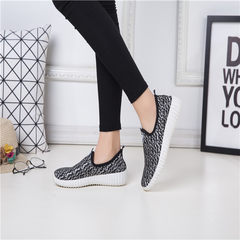 Autumn and winter suede shoes, lady lazy shoes, student tie UPS, low floor flat leisure, old Beijing pedal canvas shoes Thirty-eight Black and white