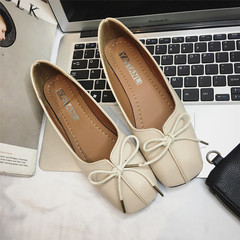 2017 spring summer new Korean flat casual shoes with shallow mouth Bow Shoes Doug lazy woman Thirty-eight Beige