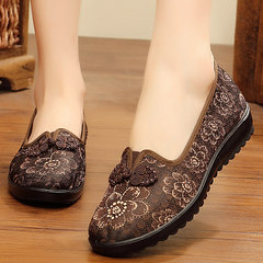 Old Beijing cloth shoes female flat with mother, middle aged and old people shoes, old man embroidered flat bottom grandma shoes big code 41 autumn 43 Thirty-eight (shoes 7170-15 a)