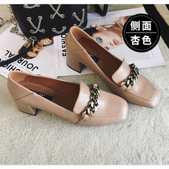 2017 New England autumn wind loafer female Korean all-match pedal shoes with thick shoes with leather shoes Thirty-four Apricot