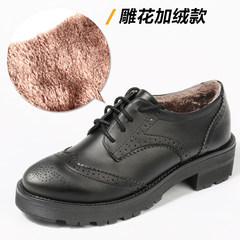British style shoes retro thick soled shoes and muffin Bullock style black shoes with velvet lace school Thirty-eight Black velvet
