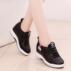 In winter 2017 plus women cashmere all-match Korean white shoe wedges women shoe thick soled sports shoes Thirty-eight Black 306