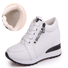 In winter 2017 plus women cashmere all-match Korean white shoe wedges women shoe thick soled sports shoes Thirty-eight White 1751 with velvet