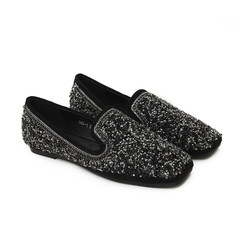 Harajuku wind soft sister autumn shoes new shoes 2017 fashion scoop shoes flat shoes shoes Doug social sequins Thirty-eight black