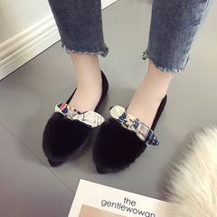In the autumn of 2017 new students Korean shoes in winter a British all-match Doug scoop plush shoes shoes tide Thirty-eight black