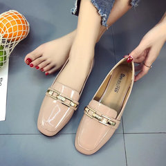 In the autumn of 2017 Korean new shoes shoes chain square flat shoes slip-on Doug shallow mouth female shoes Thirty-eight Pink