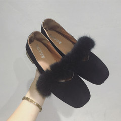 With a single child in autumn and winter 2017 Maomao shoes new shoes shoes retro Korean grandma with rough peas Thirty-eight black