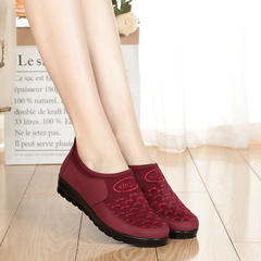 Middle aged and old people, leisure anti slip grandmother, single shoes, flat bottom, old lady, Beijing cloth shoes, mama Ping, old man, women's shoes, autumn Thirty-eight Wine red (1610)