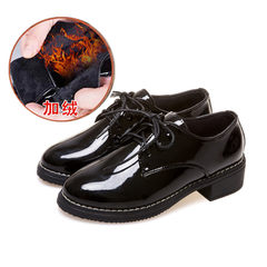 With black velvet shoes new all-match autumn Korean with low flat shoes lace up shoes winter student Harajuku Thirty-six Light velvet