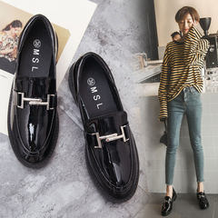 Every day special offer British style plus velvet shoes children fall flat shoes leather shoes soft sister Doug Harajuku Thirty-eight Black [freight insurance]