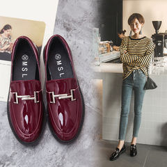 Every day special offer British style plus velvet shoes children fall flat shoes leather shoes soft sister Doug Harajuku Thirty-five Red wine [freight insurance]